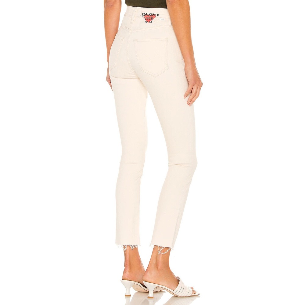 MOTHER The Dazzler Ankle Fray Jeans Superstition Off White Cream NWT 29 $218
